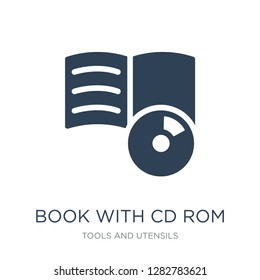 book with cd rom icon vector on white background, book with cd rom trendy filled icons from Tools and utensils collection, book with cd rom vector illustration