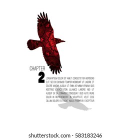 Book chapter layout with letter styled like doodle crow