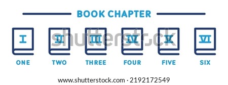 Book chapter number 1 to 6 icon set. Vector illustration