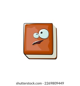 Book character. Cartoon brown paper book character isolated on white background. Funky book character with eyes and mouth. Vector brown book clip art, emoji, label and sticker