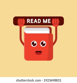 Book Character Cute Illustration Read Me Icon, Logo, And Illustration Vector