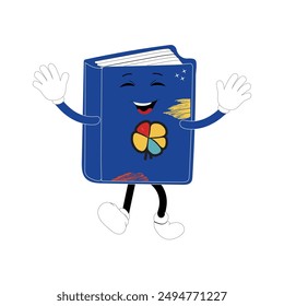 Diseño de personaje de libro o mascota de libro, perfecto para el logotipo, Web e ilustración impresa, lindo libro divertido dibujado a mano de dibujos animados kawaii simple icon.Isolated sobre fondo blanco. Pensar en libros, literatura infantil