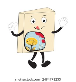 Book character design or book mascot, perfect for logo, web and print illustration, Cute funny book  hand drawn cartoon kawaii simple  icon.Isolated on white background. Book think,literature childish