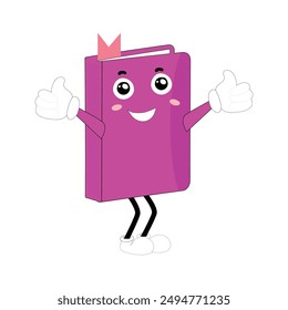 Book character design or book mascot, perfect for logo, web and print illustration, Cute funny book  hand drawn cartoon kawaii simple  icon.Isolated on white background. Book think,literature childish