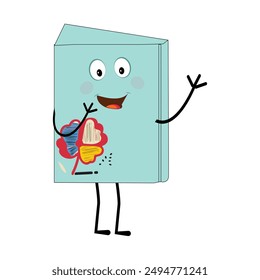 Book character design or book mascot, perfect for logo, web and print illustration, Cute funny book  hand drawn cartoon kawaii simple  icon.Isolated on white background. Book think,literature childish