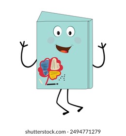 Book character design or book mascot, perfect for logo, web and print illustration, Cute funny book  hand drawn cartoon kawaii simple  icon.Isolated on white background. Book think,literature childish