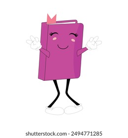 Diseño de personaje de libro o mascota de libro, perfecto para el logotipo, Web e ilustración impresa, lindo libro divertido dibujado a mano de dibujos animados kawaii simple icon.Isolated sobre fondo blanco. Pensar en libros, literatura infantil