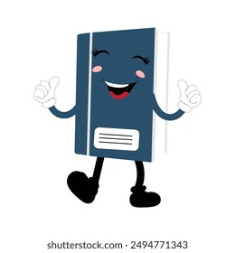 Diseño de personaje de libro o mascota de libro, perfecto para el logotipo, Web e ilustración impresa, lindo libro divertido dibujado a mano de dibujos animados kawaii simple icon.Isolated sobre fondo blanco. Pensar en libros, literatura infantil