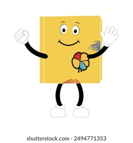 Diseño de personaje de libro o mascota de libro, perfecto para el logotipo, Web e ilustración impresa, lindo libro divertido dibujado a mano de dibujos animados kawaii simple icon.Isolated sobre fondo blanco. Pensar en libros, literatura infantil