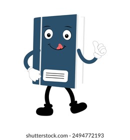 Diseño de personaje de libro o mascota de libro, perfecto para el logotipo, Web e ilustración impresa, lindo libro divertido dibujado a mano de dibujos animados kawaii simple icon.Isolated sobre fondo blanco. Pensar en libros, literatura infantil