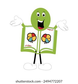 Book character design or book mascot, perfect for logo, web and print illustration, Cute funny book  hand drawn cartoon kawaii simple  icon.Isolated on white background. Book think,literature childish