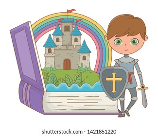 Book and character of fairytale design vector illustration