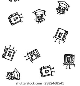 ilustración de línea delgada del vector de la escuela de caracteres del libro