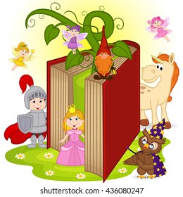 book with characters from fairy tales  - vector illustration, eps
