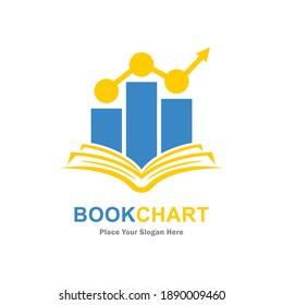 Diseño del logotipo vectorial del gráfico de crecimiento del gráfico del libro. Adecuado para las empresas, las finanzas, la educación y el símbolo de la gráfica