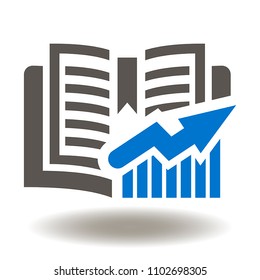 Book Chart Icon Vector. Business Education Stats Illustration. Learning Report Logo. Books Growth Graph Symbol.
