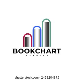 BOOK CHART INVESTMENT ACCOUNTING LOGO VECTOR ICON ILLUSTRATION