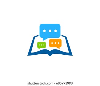 Book Chat Icon Logo Design Element