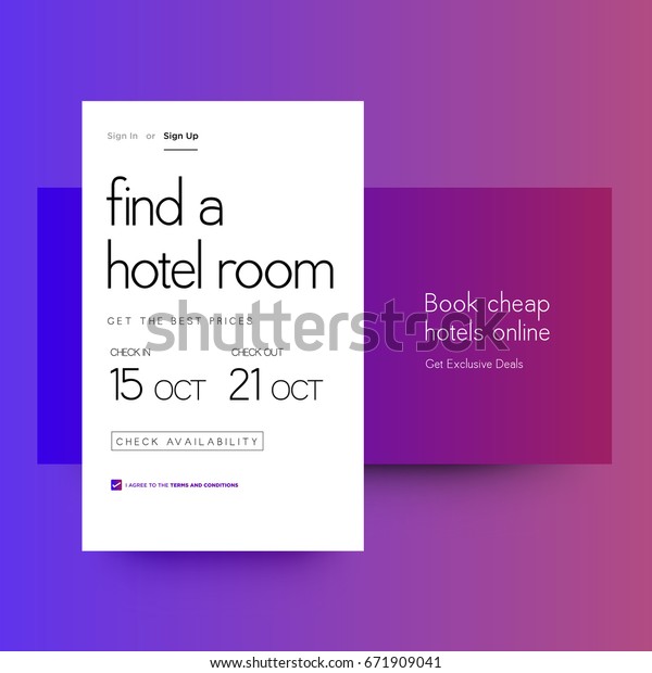 Book Cheap Hotels Online Ui Design Stock Vector Royalty