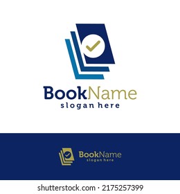 Plantilla de diseño del logotipo de verificación de libros. Vector de concepto del logotipo de verificación de libros. Símbolo de icono creativo