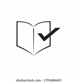 Diseños de logotipo de verificación de libros vector, plantilla de logotipo de lista de verificación de documentos, ilustración de material del logotipo de símbolos