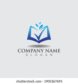 Book with check mark logo accounting analytic vector design template