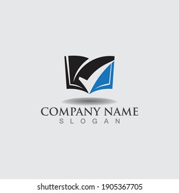 Plantilla de diseño de vectores analítico de contabilidad del libro con marca de verificación logotipo