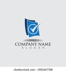 Book with check mark logo accounting analytic vector design template
