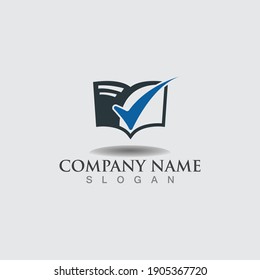 Book with check mark logo accounting analytic vector design template