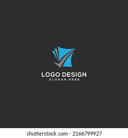 Book with check mark logo design vector illustration