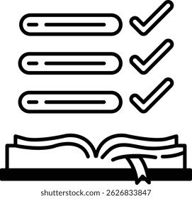 A book with a check mark on it