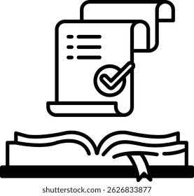 A book with a check mark on it and a piece of paper with a check mark on it