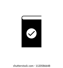 Book with check mark simple icon. Approve book vector illustration, isolated on white background