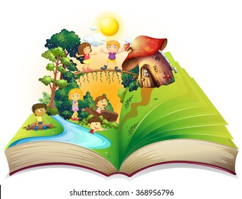 Book Of Children Playing In The Park Illustration