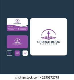 plantilla de diseño de logotipo de libro con iglesia 