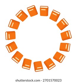Book circle forming creative education frame, book illustration symbolizes knowledge and study, perfect for school projects, reading posters, and learning materials.