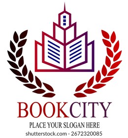 Vector del diseño de la Plantilla del logotipo de la ciudad del libro, emblema, concepto de diseño, símbolo creativo, icono