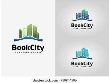 Book City Logo Template Design. Creative Vector Emblem for Icon or Design Concept