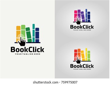 Book Click Logo Template Design. Creative Vector Emblem for Icon or Design Concept