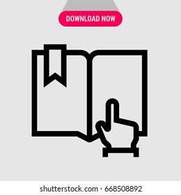 Book click vector icon, Click on online book symbol. Simple, modern flat vector illustration for mobile app, website or desktop app 