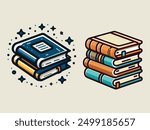 Book clip art Vector, Book vector flat illustration, Back to school book vector, Colorful textbook Design, education and studying. Retro style cartoon textbook illustration, simple vector clip art.