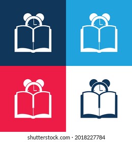 Book And Clock blue und red vier Farb-Minimal-Icon-Set
