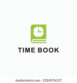 book with clock logo design vector silhouette illustration