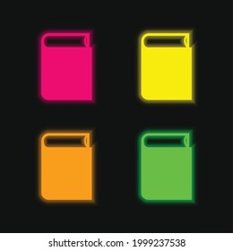 Libro Objeto negro cerrado cuatro colores brillante icono vector neonato
