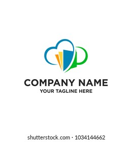 Book Cloud Data Save Logo Concept