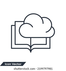 book is in the cloud icon logo vector illustration. Library cloud .digital library symbol template for graphic and web design collection