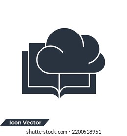 book is in the cloud icon logo vector illustration. Library cloud .digital library symbol template for graphic and web design collection