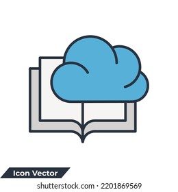 book is in the cloud icon logo vector illustration. Library cloud .digital library symbol template for graphic and web design collection