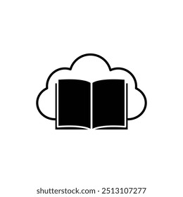 book and cloud icon online librry sign