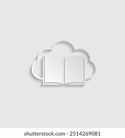 Icono de libro y nube Letrero de biblioteca en línea